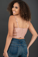 SHOPIRISBASIC Ready to Go Faux Leather Strappy Bustier Crop Top