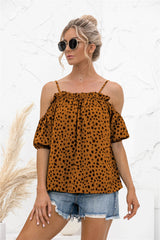 Cheetah Print Cold Shoulder Camisole Top