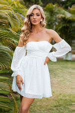 Swiss Dot Off-Shoulder A-Line Mini Dress