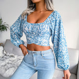 Ditsy Floral Crisscross Cropped Top
