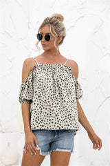 Cheetah Print Cold Shoulder Camisole Top