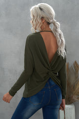Twist Back Long Sleeve Knitted Top