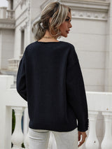 Frilled Sleeves V-Neck Sweater