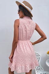 Sleeveless Ruffle Hem Mini Lace Dress