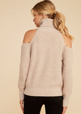 Genevieve Cold Shoulder Turtle Neck Sweater