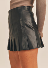 Serena Faux Leather Pleated Tennis Mini Skirt