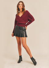 Serena Faux Leather Pleated Tennis Mini Skirt