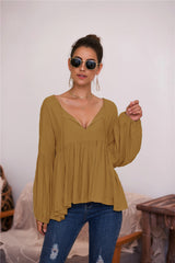 Puff Long Sleeve Pleated Top